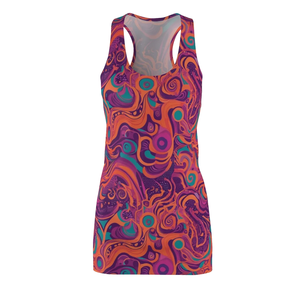 Psychedelic Paisley on Racerback Dress — Front