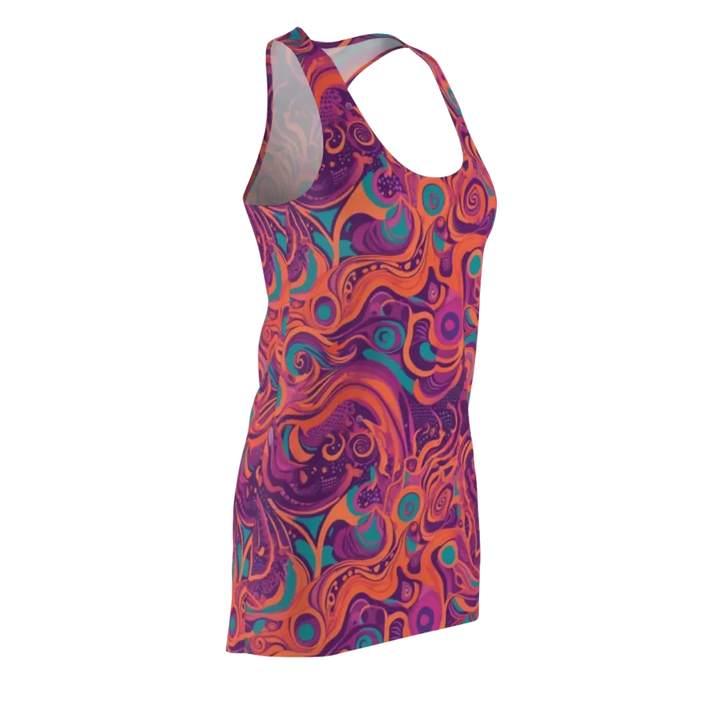 Psychedelic Paisley on Racerback Dress — Front Side