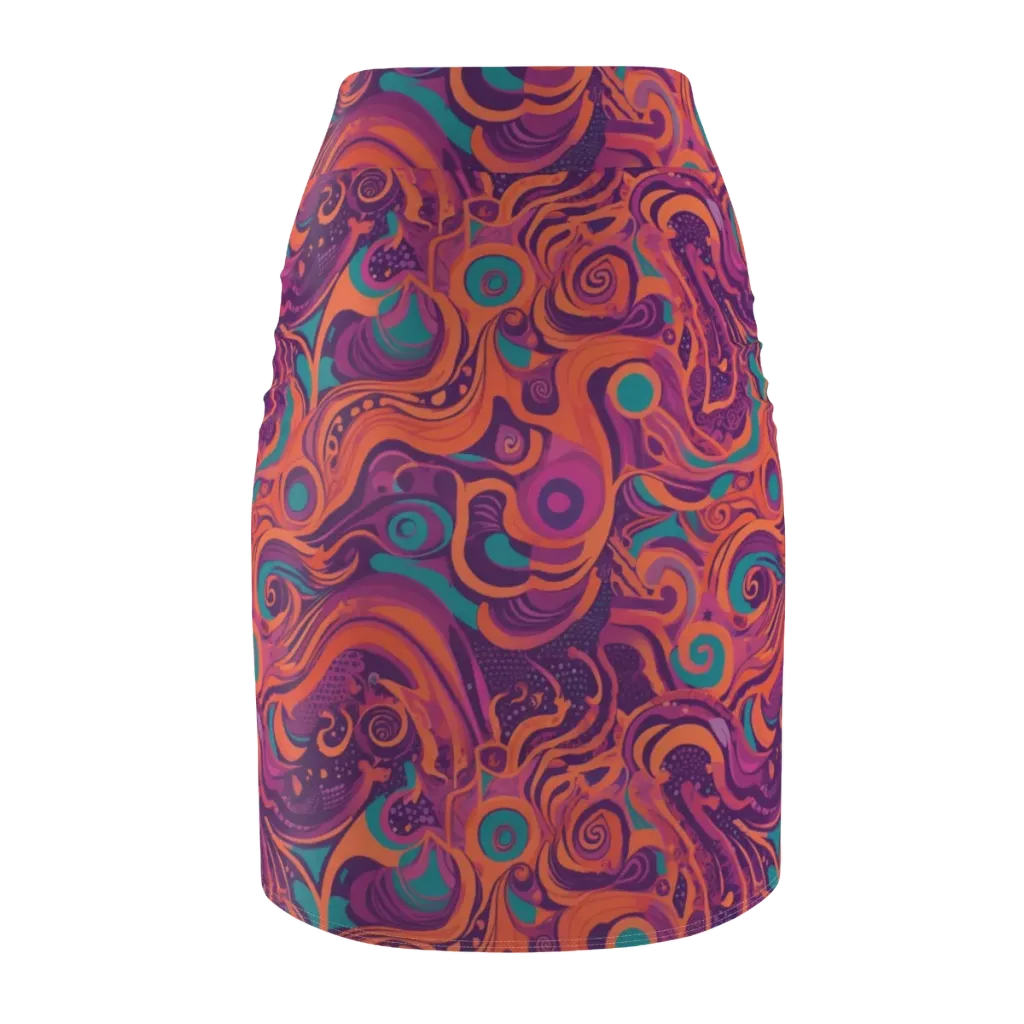 Psychedelic Paisley on Pencil Skirt — Back