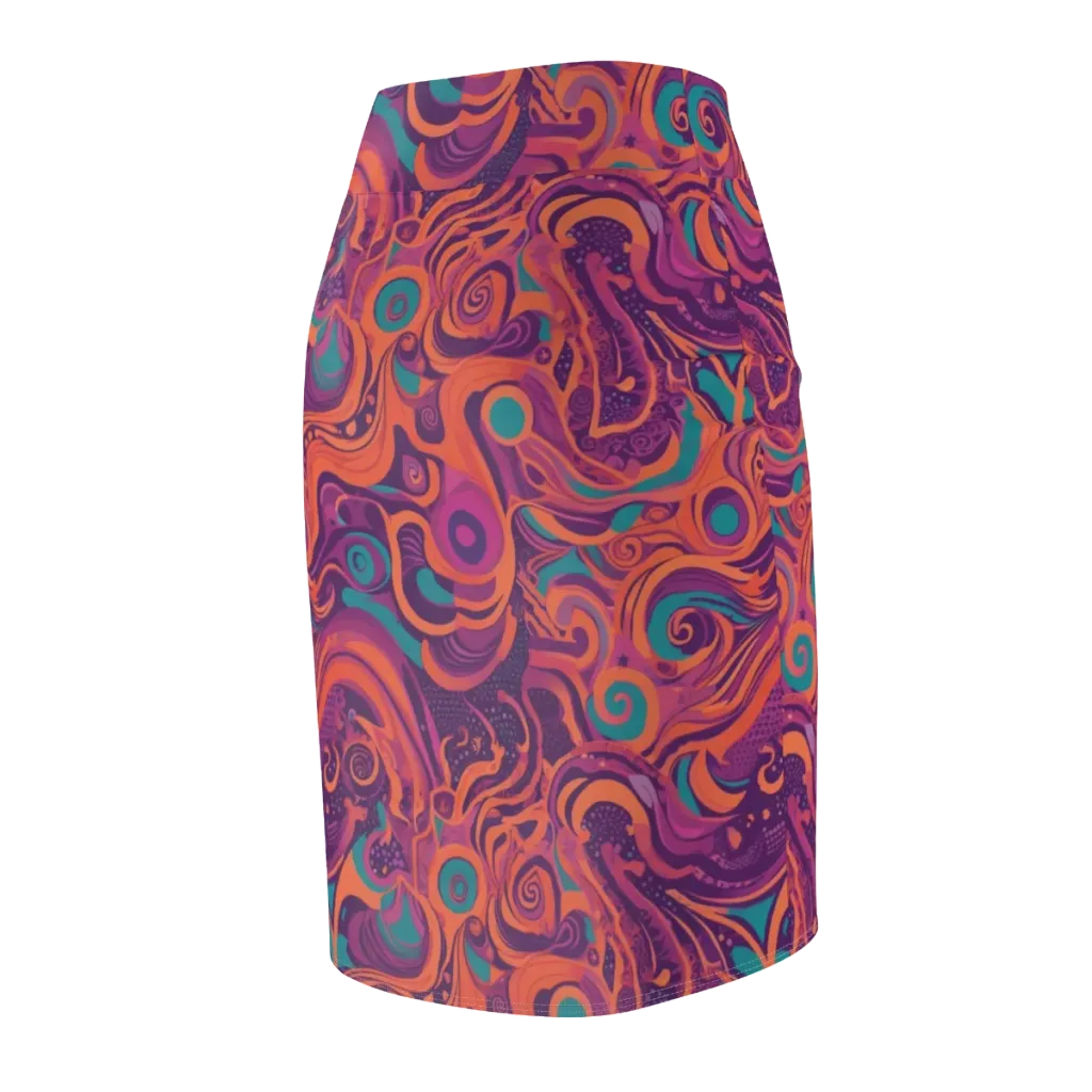 Psychedelic Paisley on Pencil Skirt — Back Side