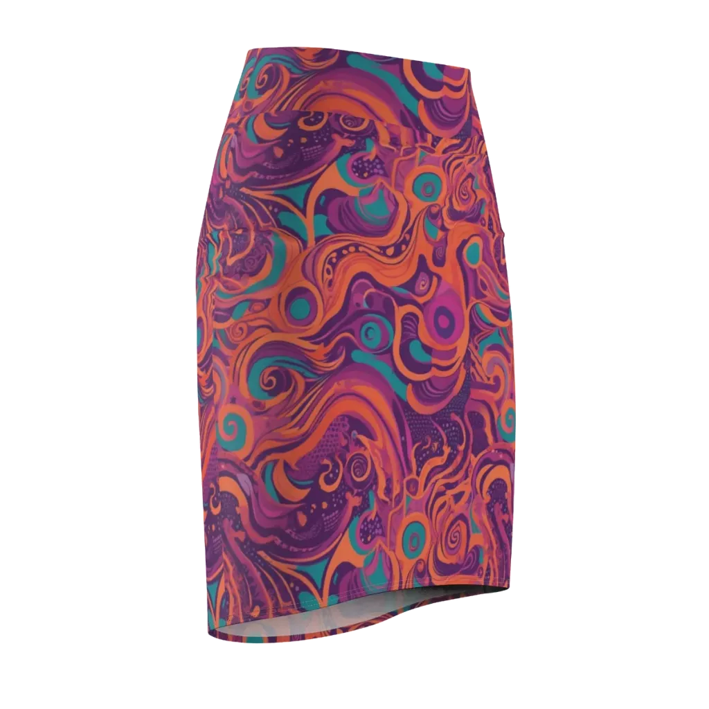 Psychedelic Paisley on Pencil Skirt — Front Side