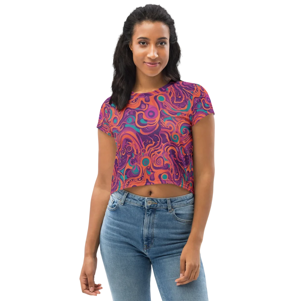 Psychedelic Paisley on Crop Tee — Front