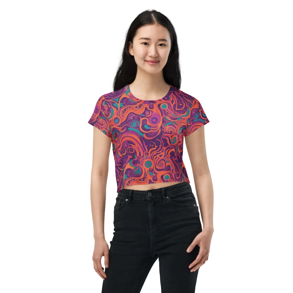 Psychedelic Paisley on Crop Tee — Front