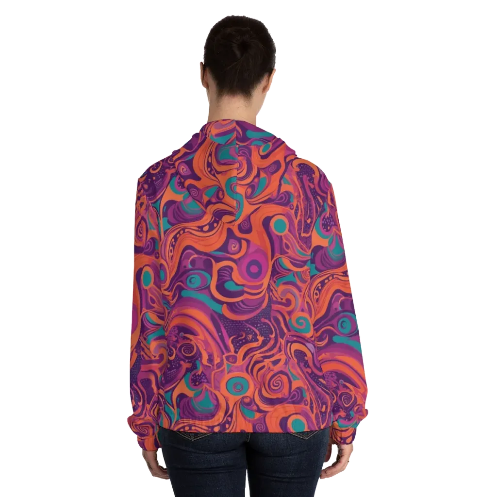 Psychedelic Paisley on Women's Full-Zip Hoodie — Back On Person