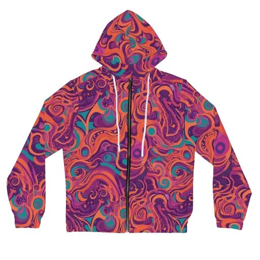 Psychedelic Paisley on a Women's Full-Zip Hoodie