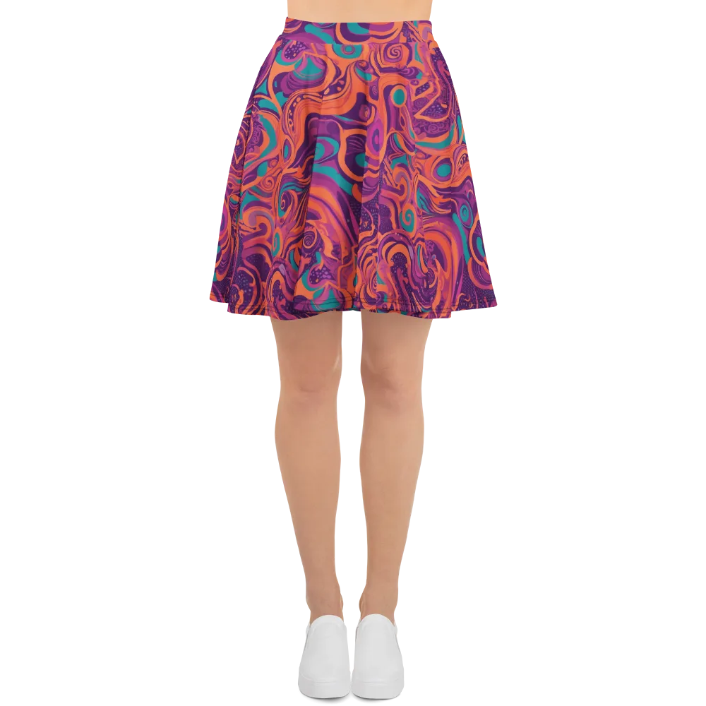 Psychedelic Paisley on Skater Skirt — Front