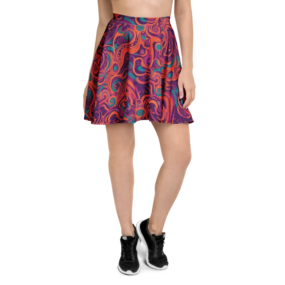 Psychedelic Paisley on Skater Skirt — Front