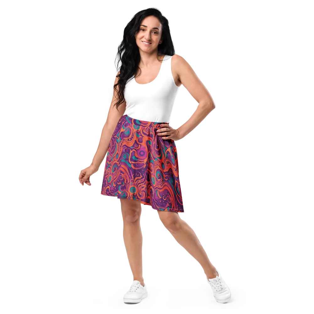 Psychedelic Paisley on Skater Skirt — Front