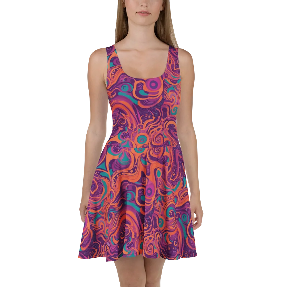 Psychedelic Paisley on Skater Dress — Front
