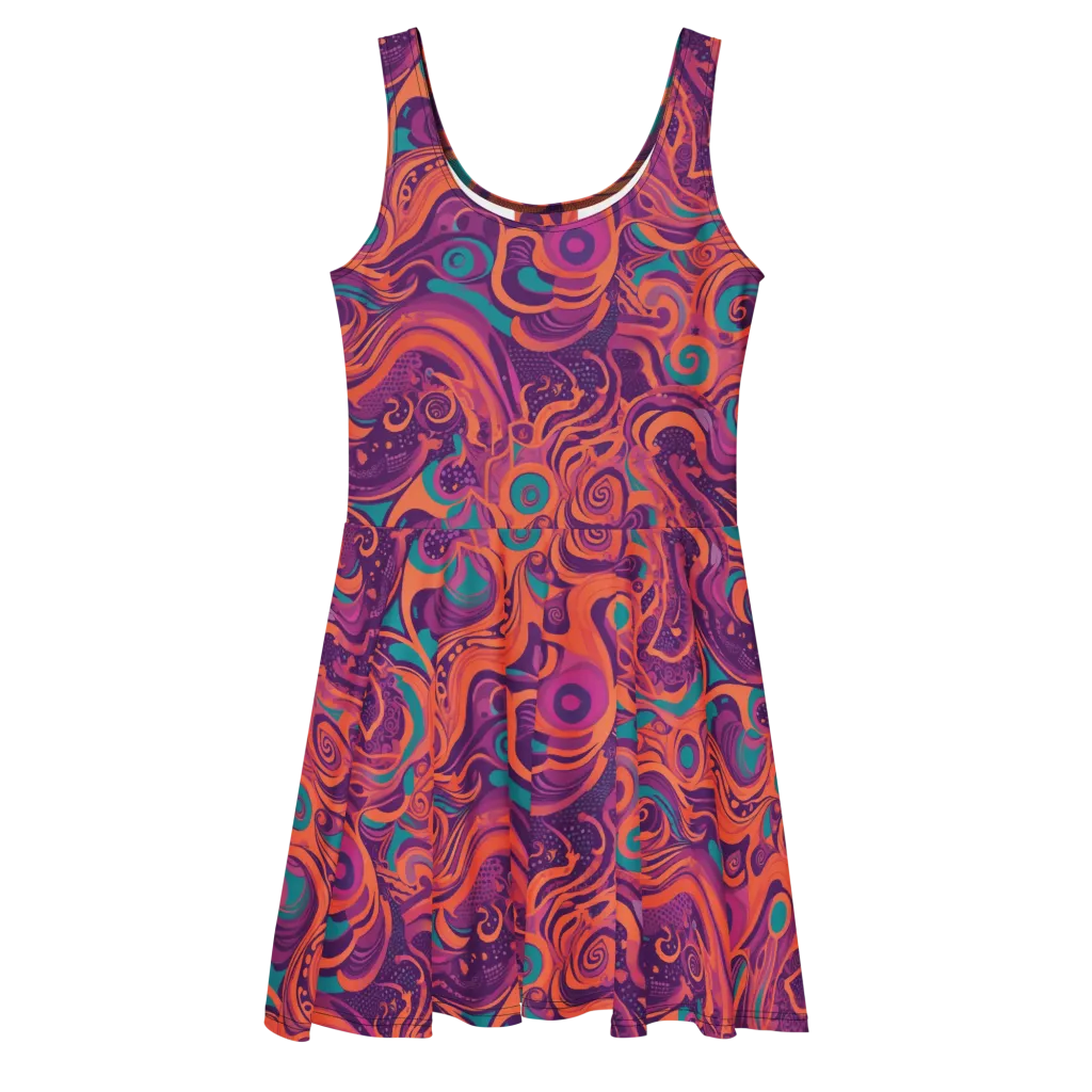 Psychedelic Paisley on Skater Dress — Front