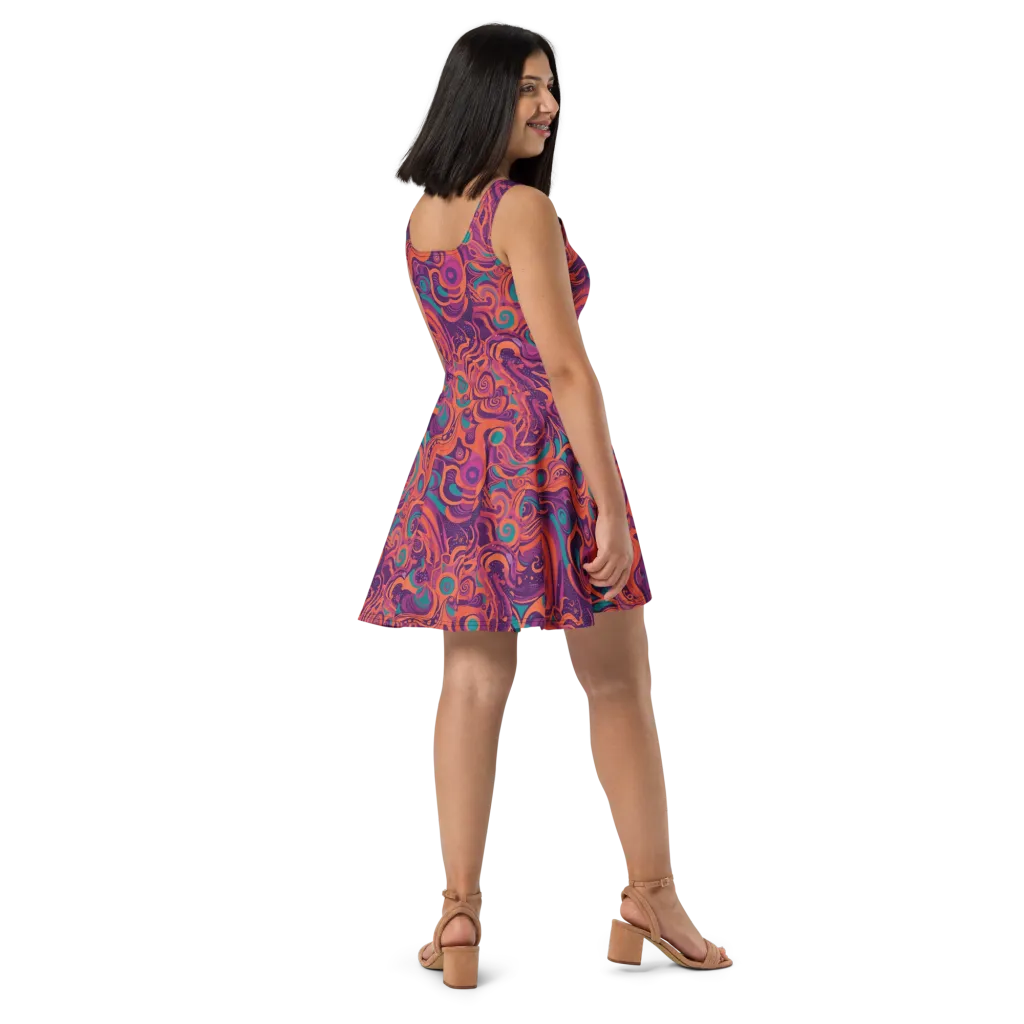 Psychedelic Paisley on Skater Dress — Right