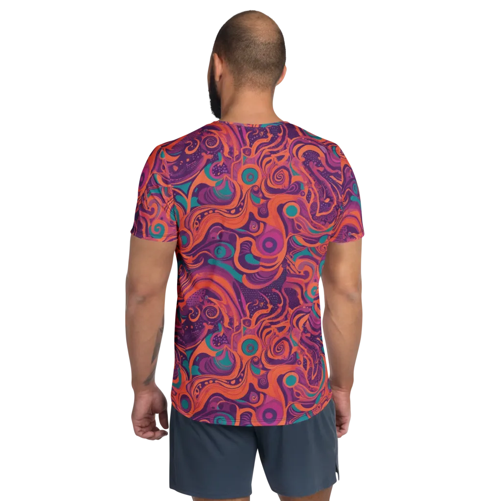 Psychedelic Paisley on Men's Athletic T-Shirt — Back