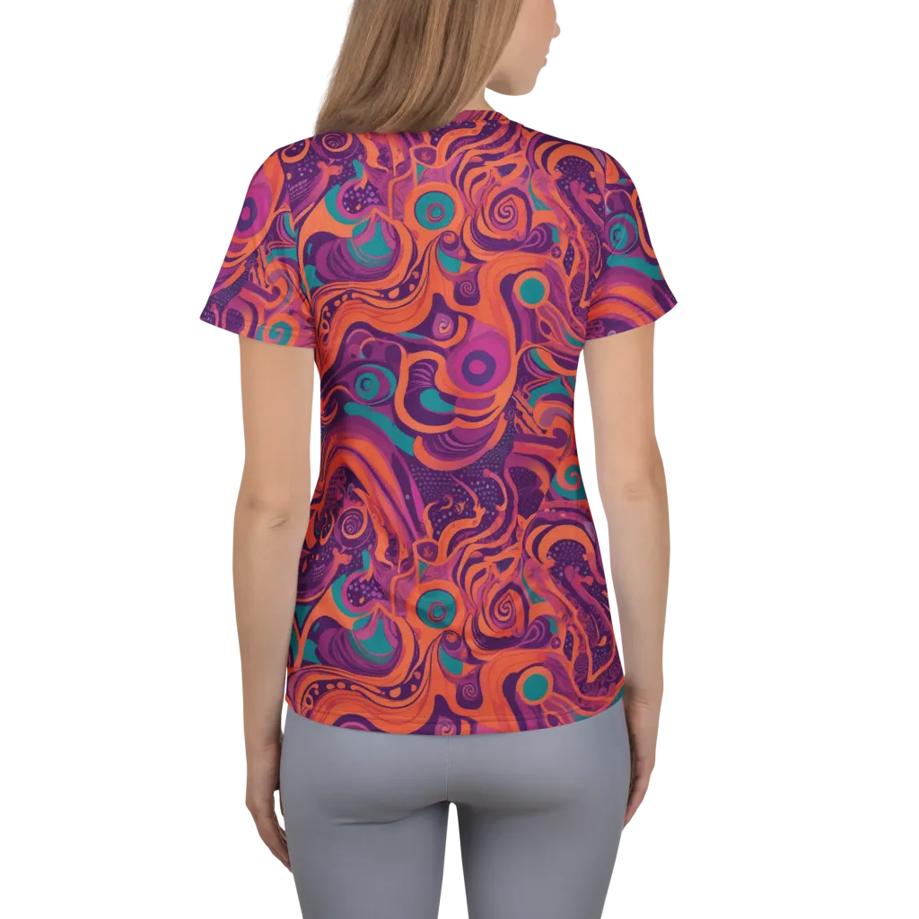 Psychedelic Paisley on Women's Athletic T-Shirt — Back