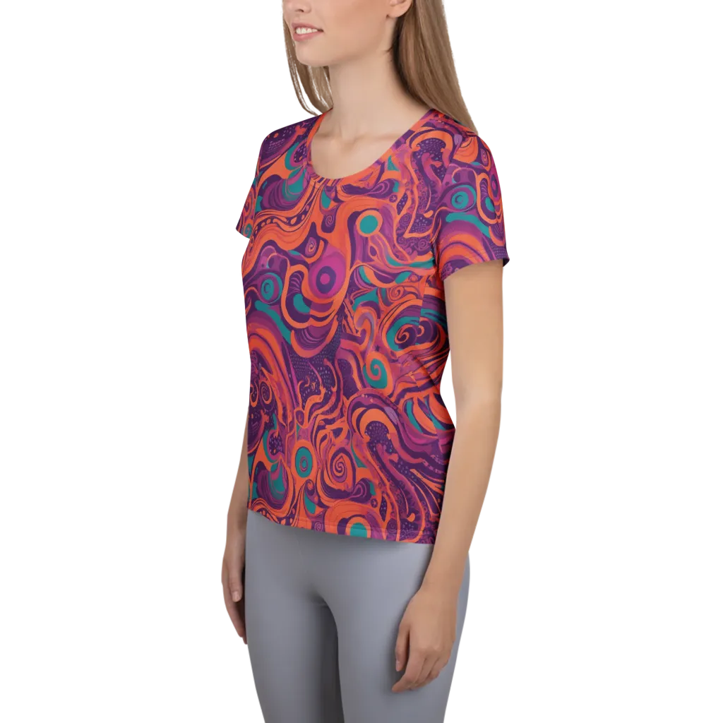 Psychedelic Paisley on Women's Athletic T-Shirt — Left