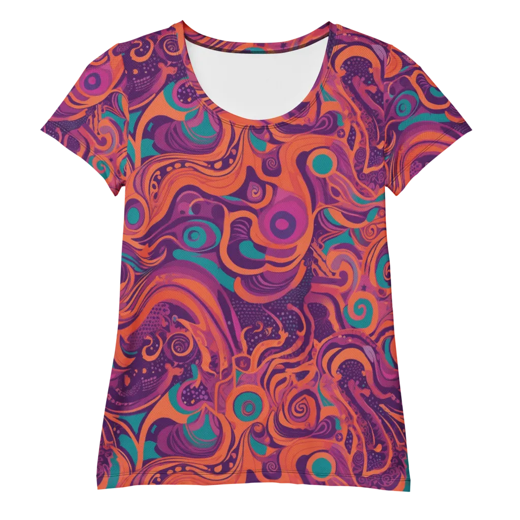 Psychedelic Paisley on Women's Athletic T-Shirt — Front