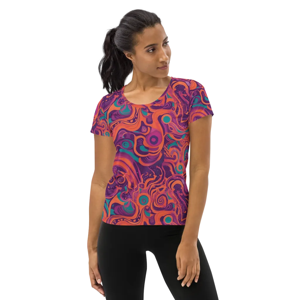 Psychedelic Paisley on Women's Athletic T-Shirt — Front
