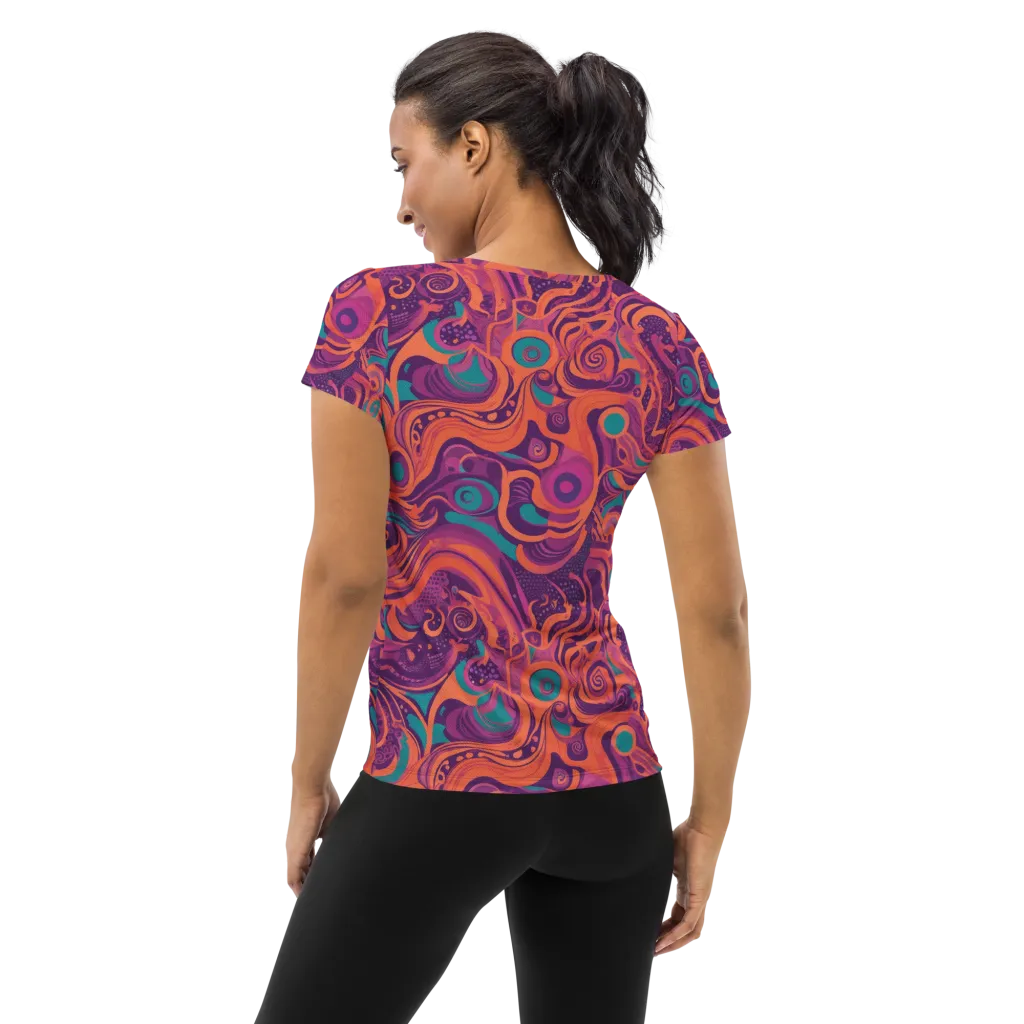 Psychedelic Paisley on Women's Athletic T-Shirt — Back