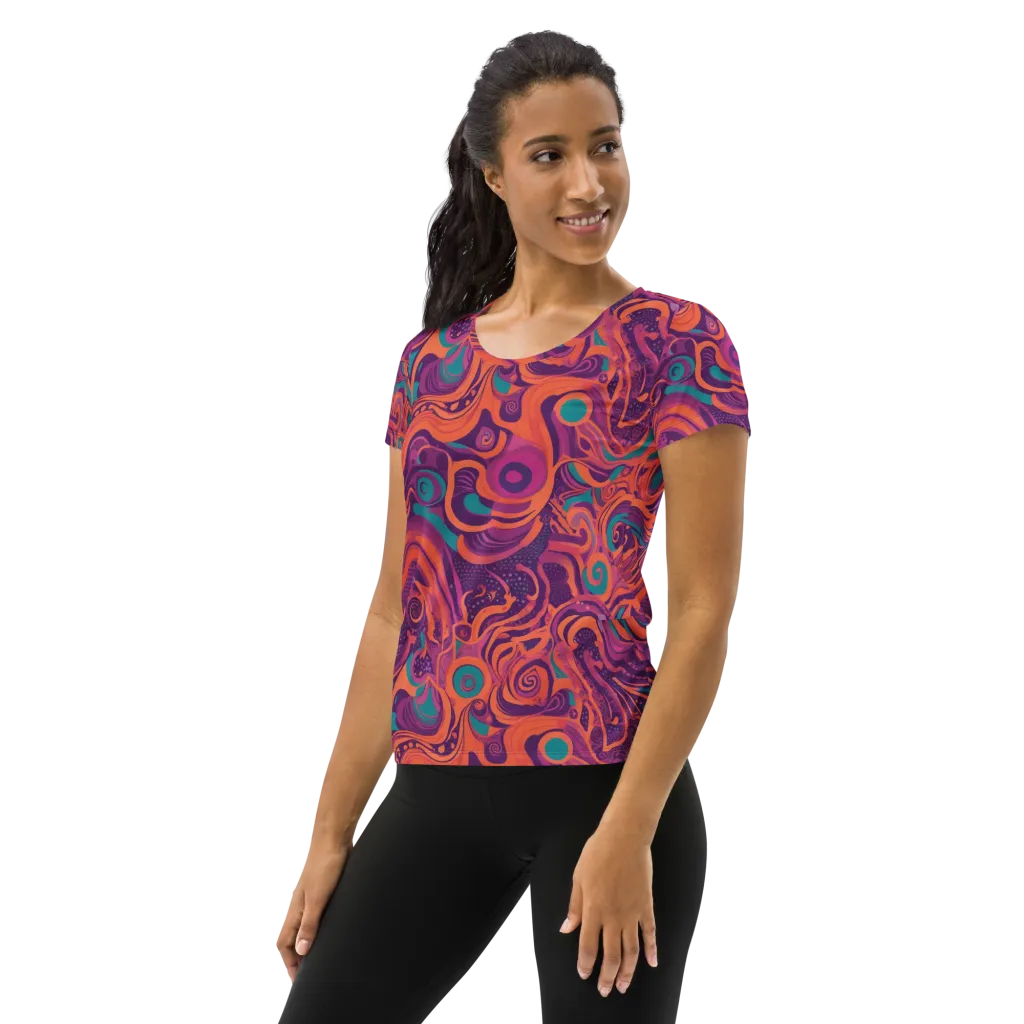 Psychedelic Paisley on Women's Athletic T-Shirt — Left