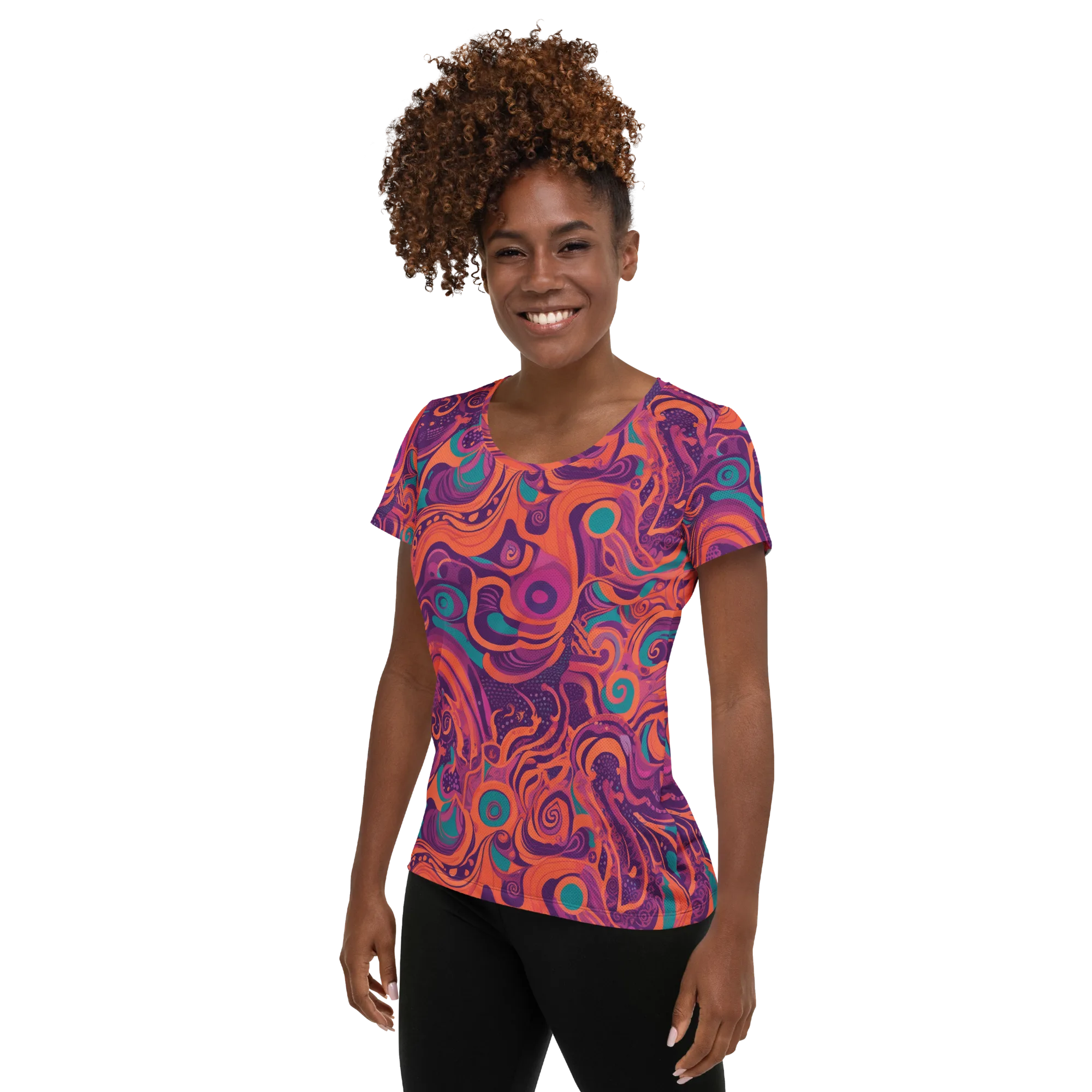Psychedelic Paisley on Women's Athletic T-Shirt — Left