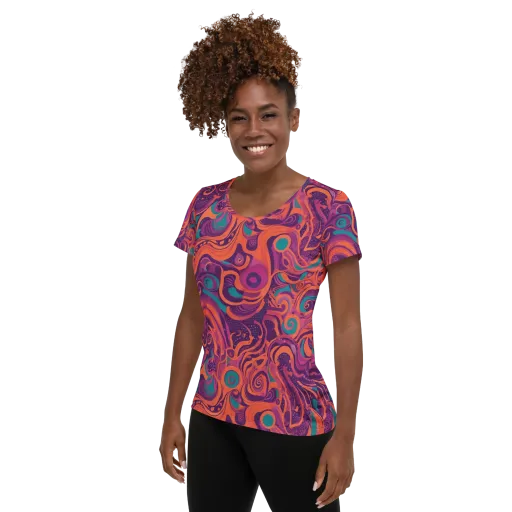 Psychedelic Paisley on a Women's Athletic T-Shirt