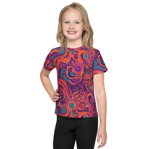 Psychedelic Paisley on a Kids Crew Neck T-Shirt
