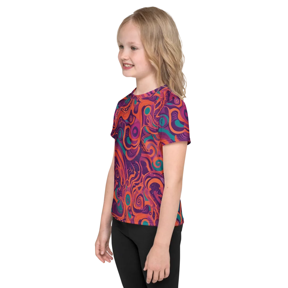Psychedelic Paisley on Kids Crew Neck T-Shirt — Left
