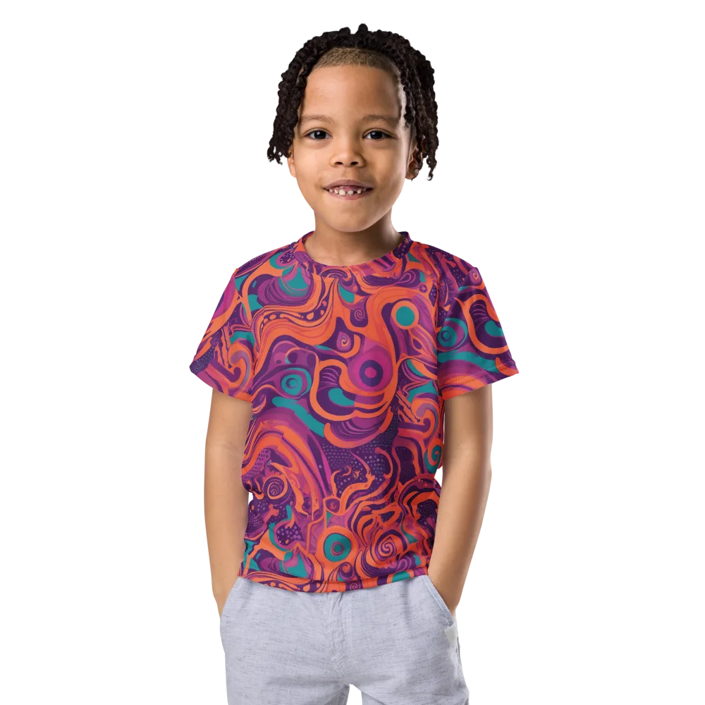 Psychedelic Paisley on Kids Crew Neck T-Shirt — Front