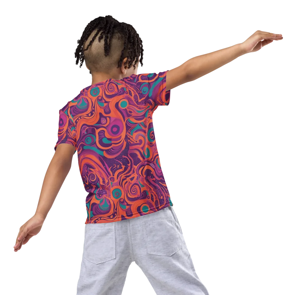 Psychedelic Paisley on Kids Crew Neck T-Shirt — Back