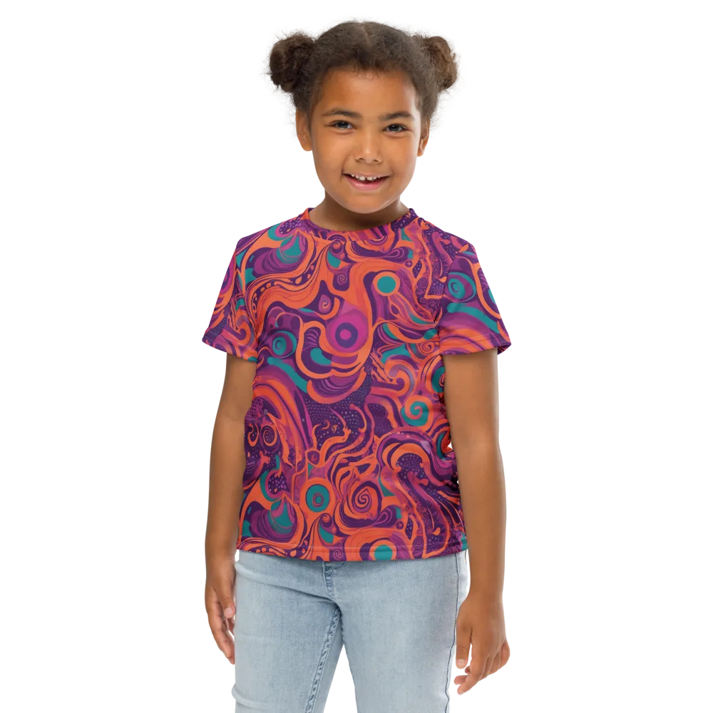 Psychedelic Paisley on Kids Crew Neck T-Shirt — Front
