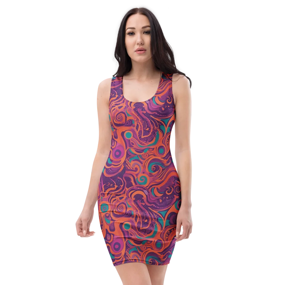 Psychedelic Paisley on Bodycon Dress — Front