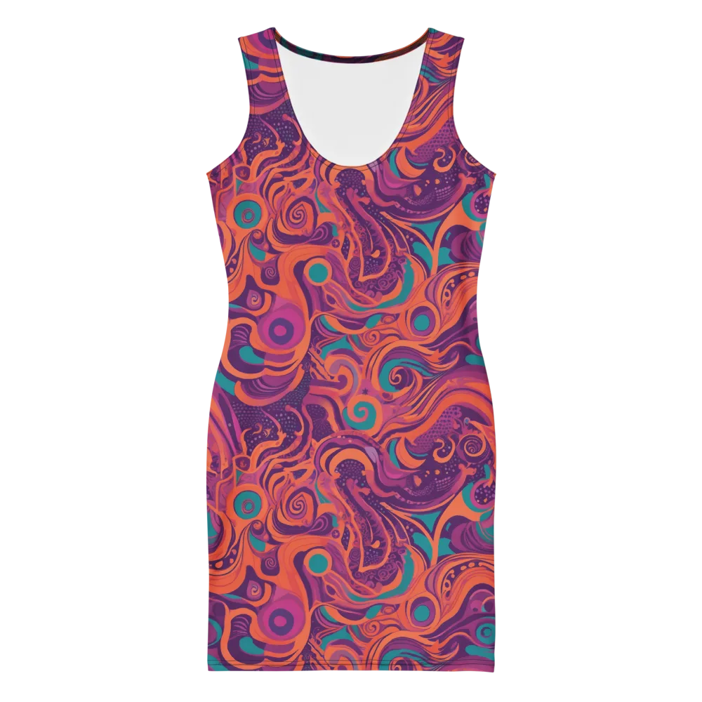 Psychedelic Paisley on Bodycon Dress — Front