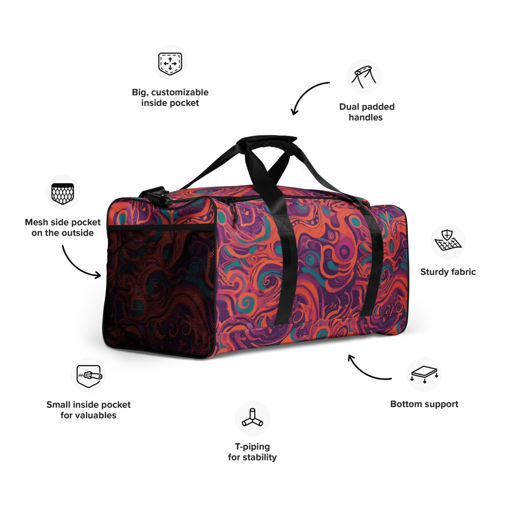 Psychedelic Paisley on Duffle Bag — Right Front