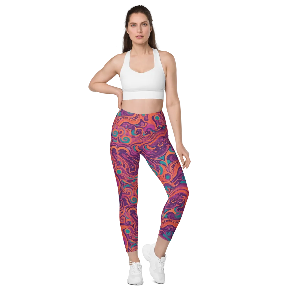 Psychedelic Paisley on Leggings with Pockets — Front