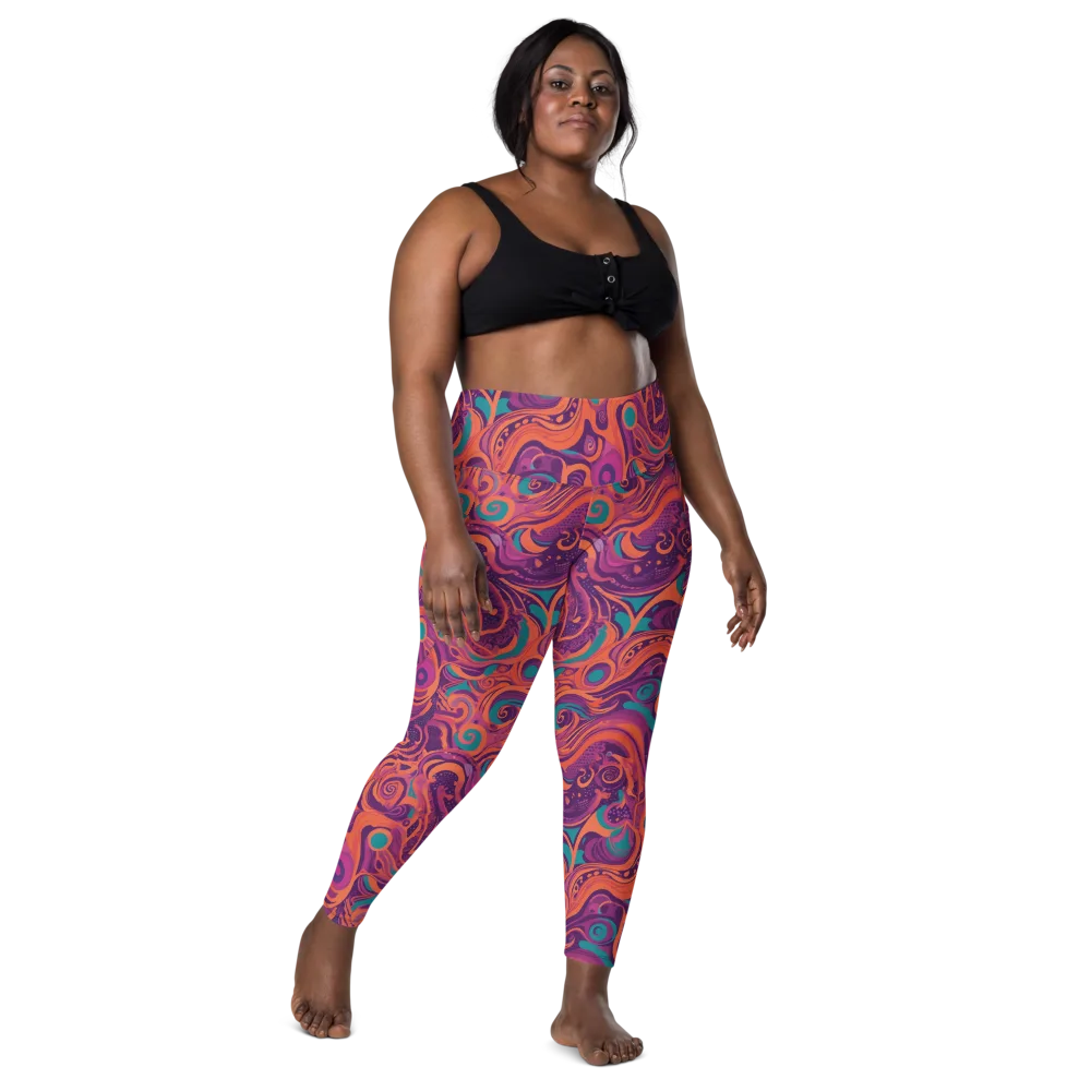 Psychedelic Paisley on Leggings with Pockets — Front