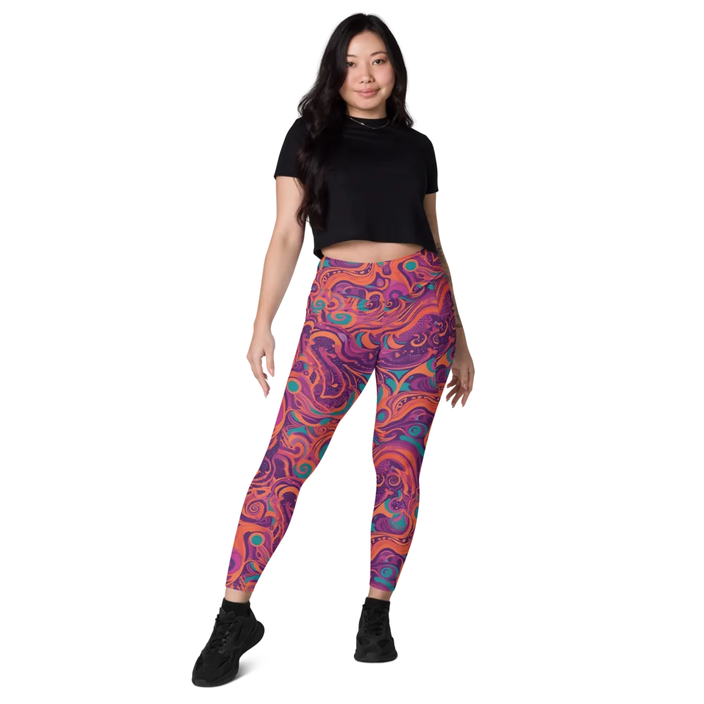 Psychedelic Paisley on Leggings with Pockets — Front