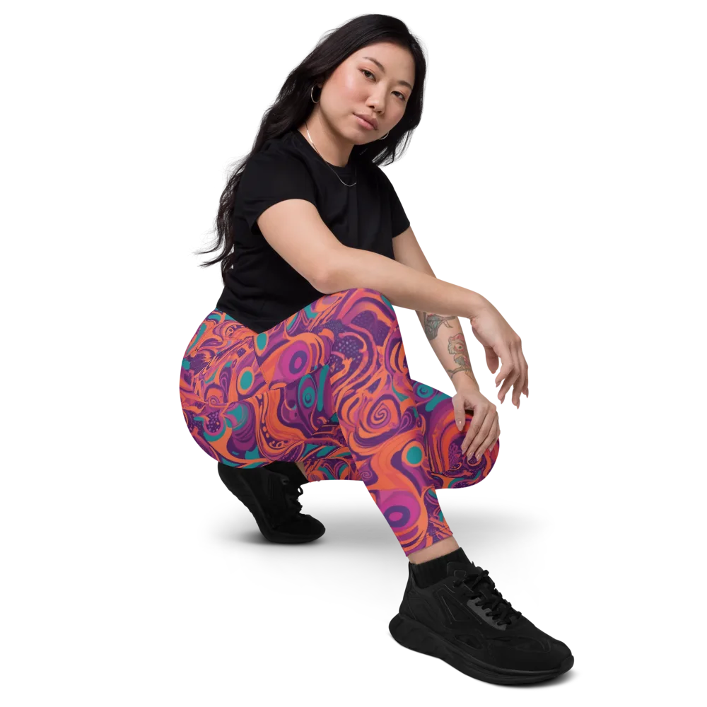 Psychedelic Paisley on Leggings with Pockets — Right Front