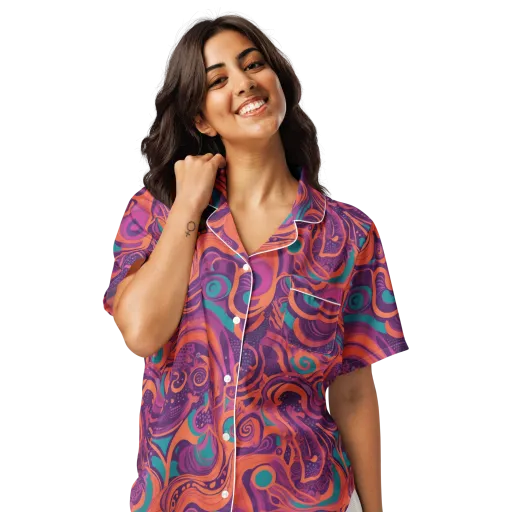 Psychedelic Paisley on a Women's Short Sleeve Pajama Top