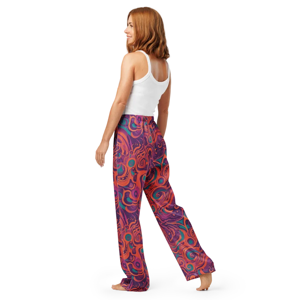 Psychedelic Paisley on Women's Pajama Pants — Back