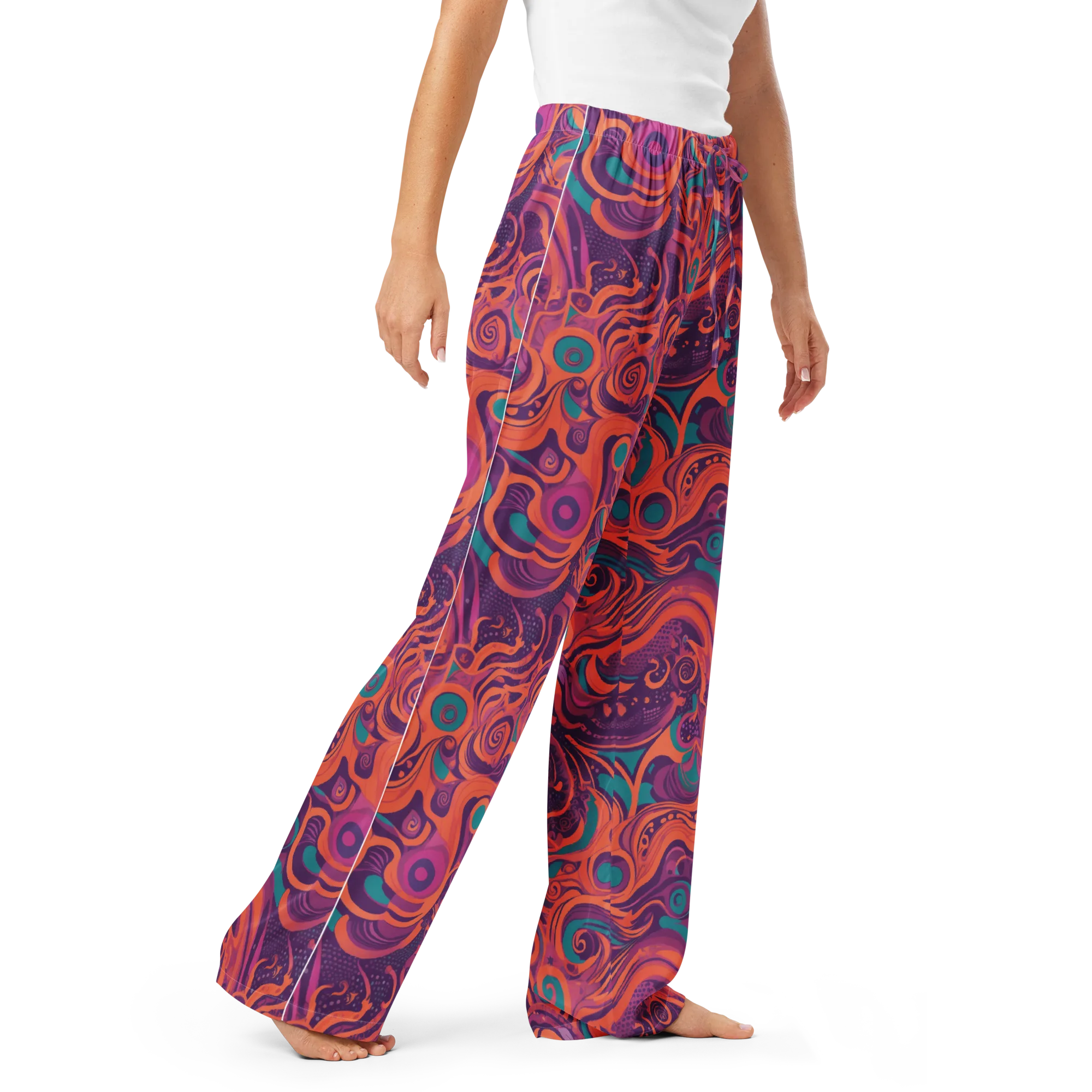 Psychedelic Paisley on Women's Pajama Pants — Right Front