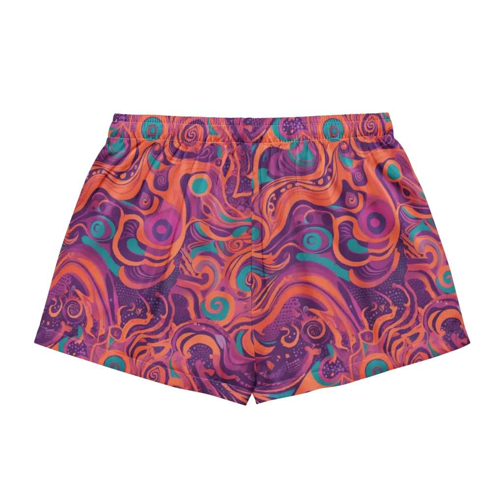 Psychedelic Paisley on Women's Pajama Shorts — Back