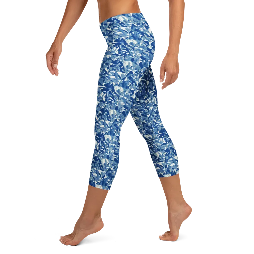 Blue Orchard on Capri Leggings — Left