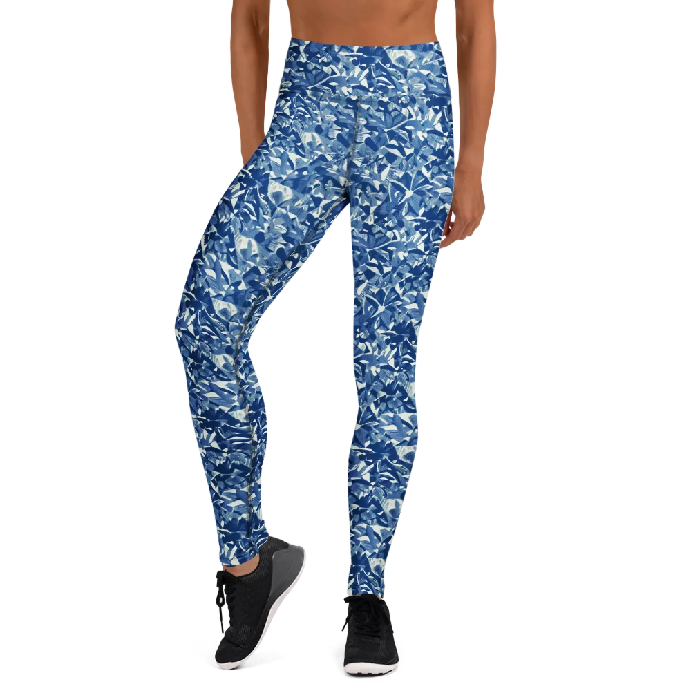 Blue Orchard on Yoga Leggings — Front
