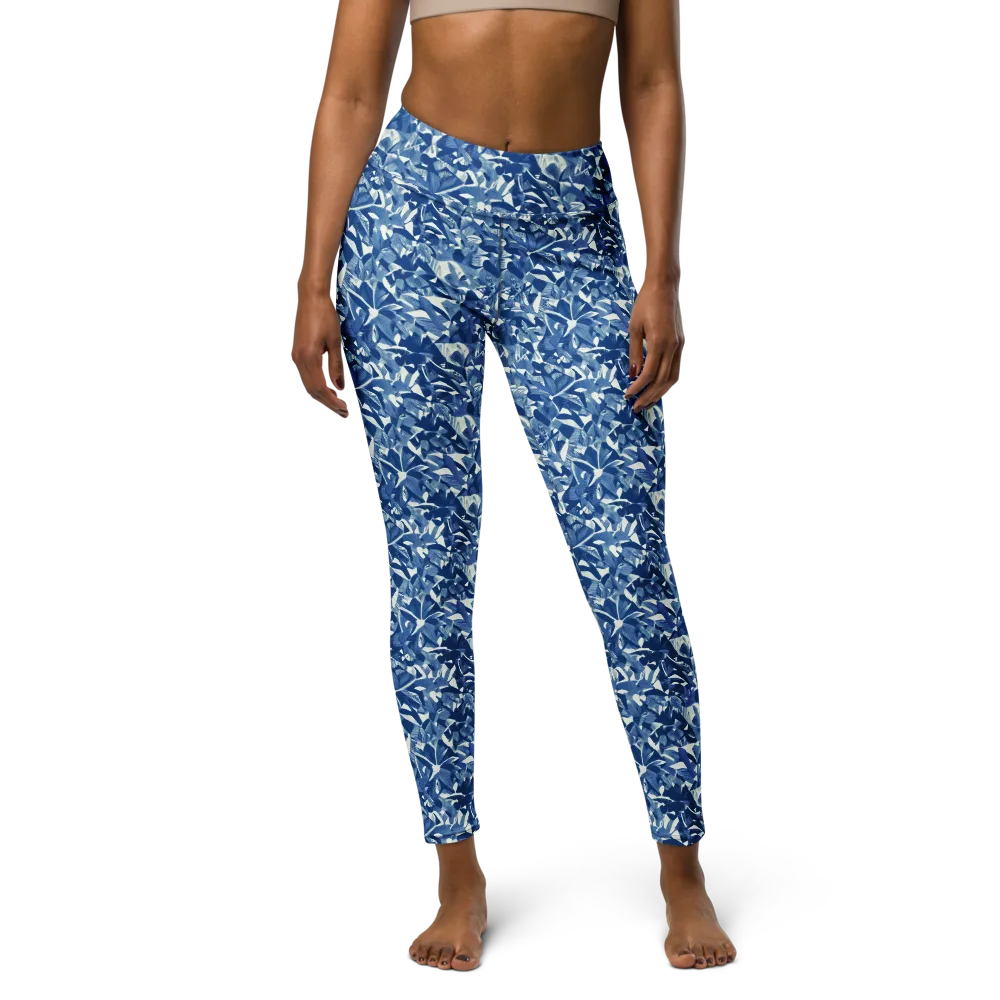 Blue Orchard on Yoga Leggings — Front