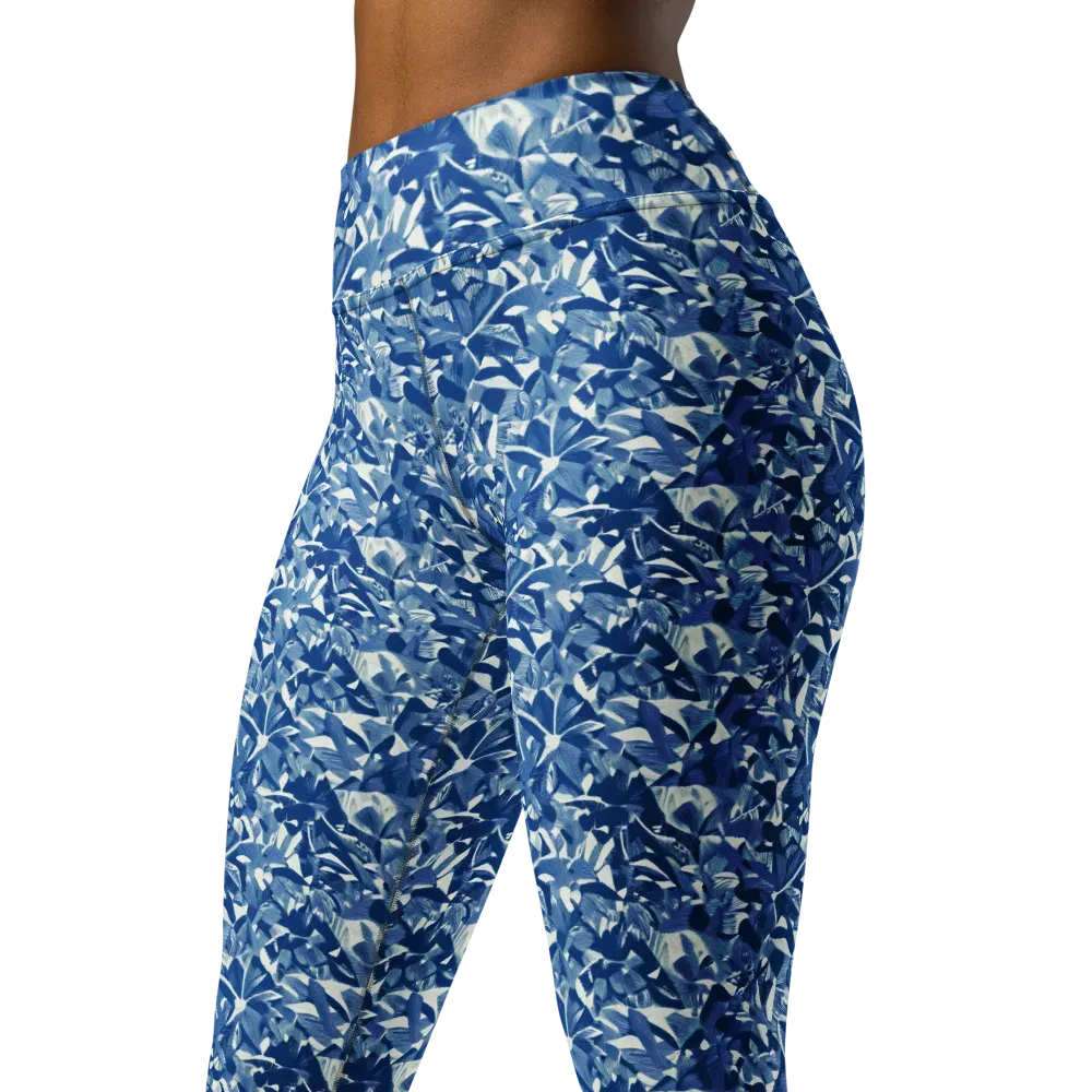 Blue Orchard on Yoga Leggings — Left Front
