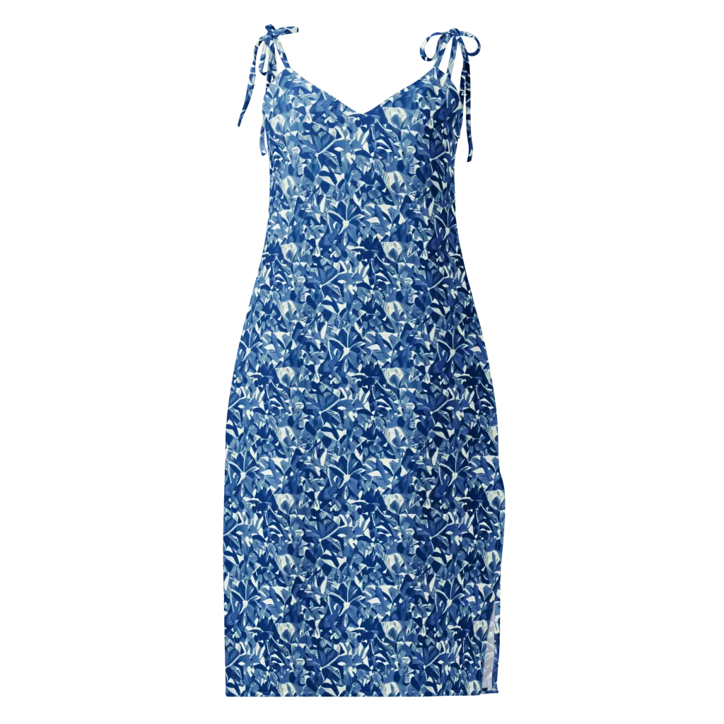 Blue Orchard on Slip Dress — Front