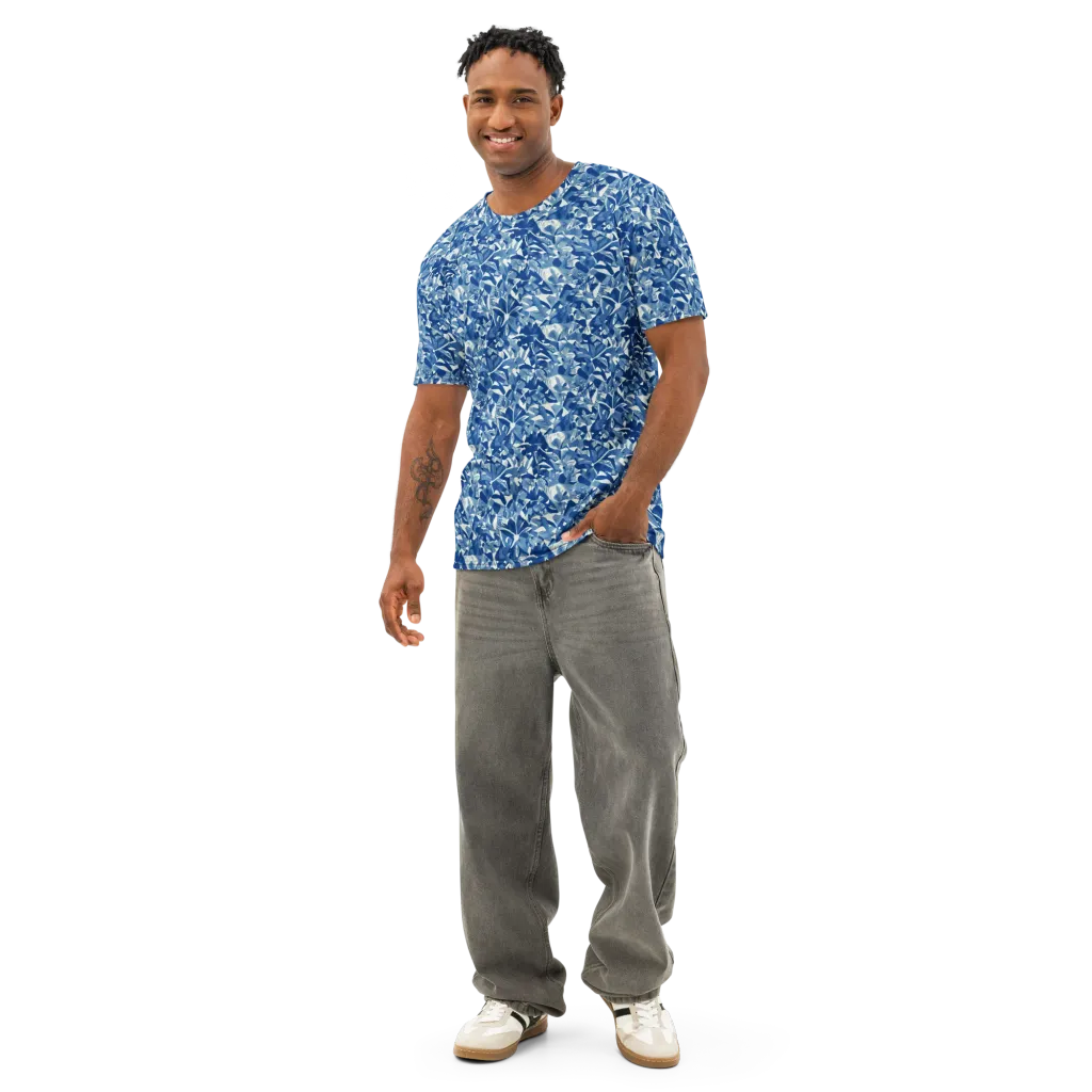 Blue Orchard on Men's Cotton Crew Neck T-Shirt — Front