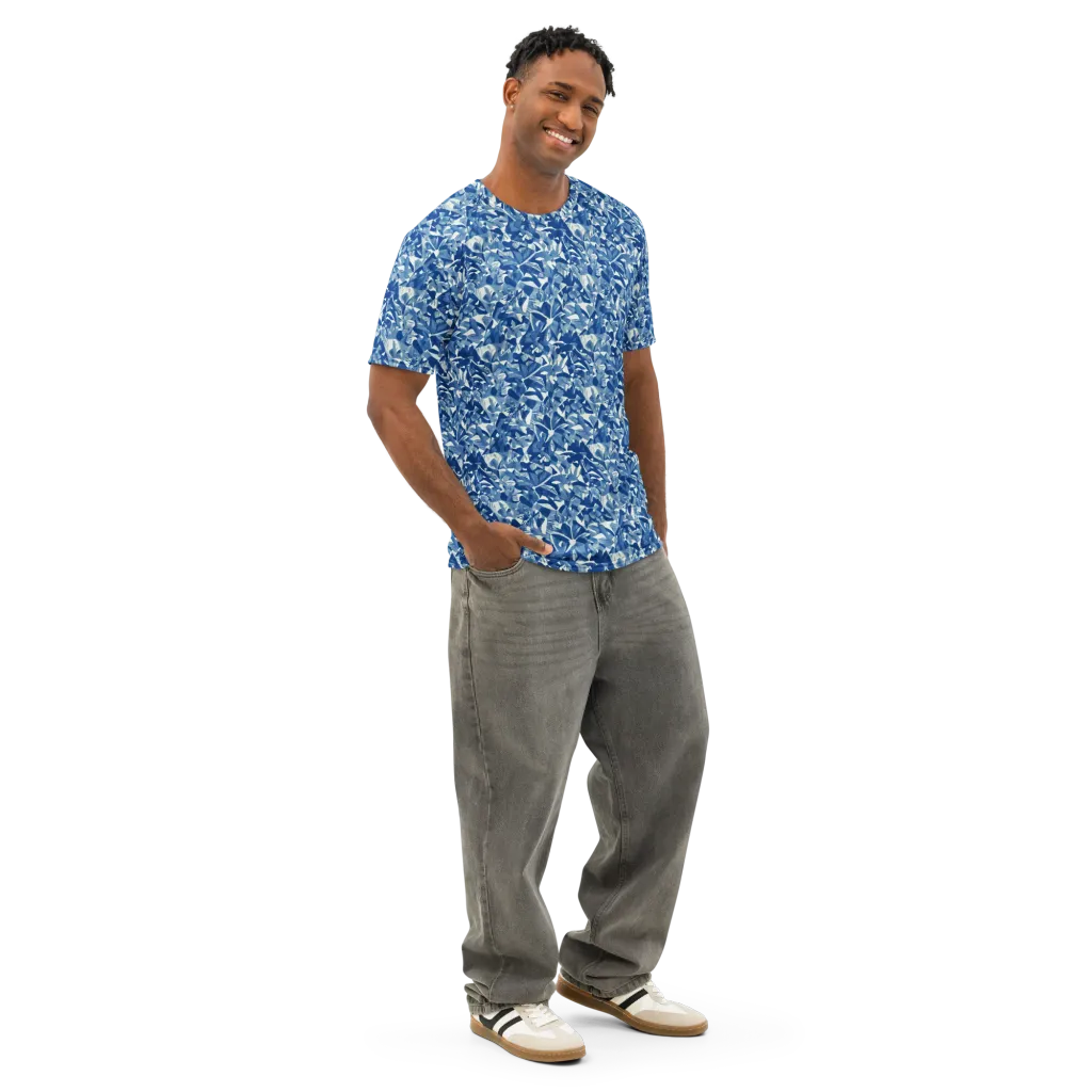 Blue Orchard on Men's Cotton Crew Neck T-Shirt — Right Front