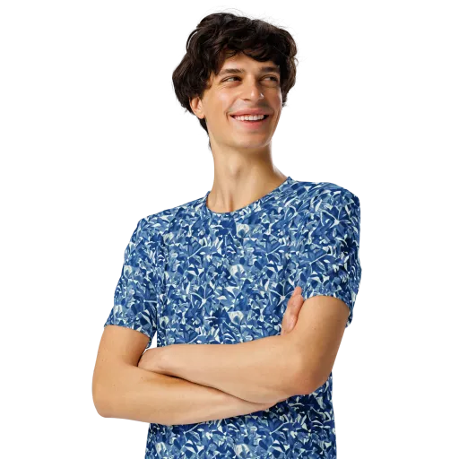 Blue Orchard on a Men's Crew Neck T-Shirt