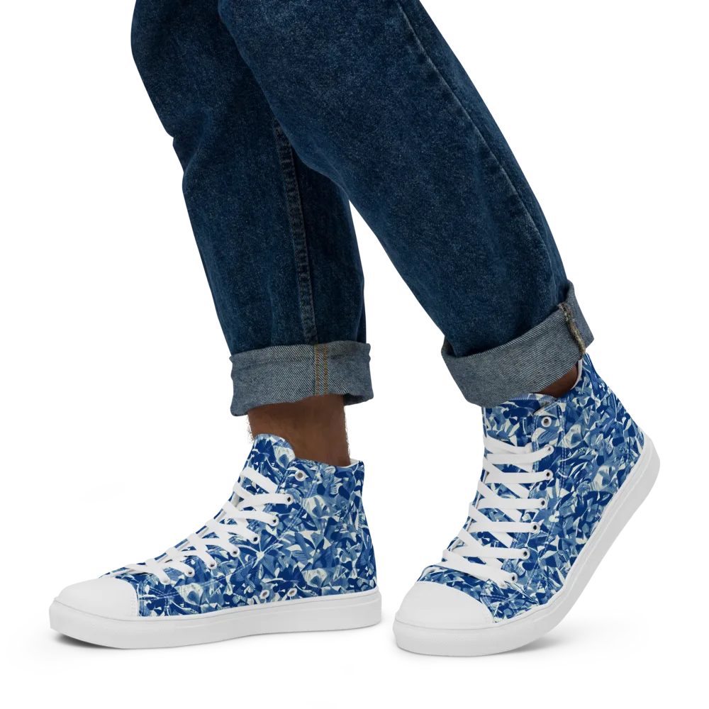 Blue Orchard on Men's High Top Canvas Shoes — Left