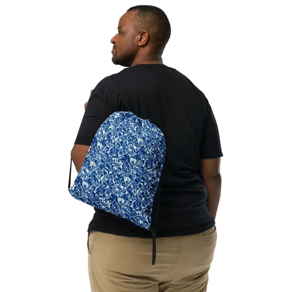 Blue Orchard on Drawstring Bag — Front